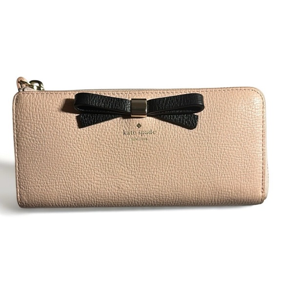 Kate Spade Pink and Black Wallet with Bow Detail - Picture 1 of 13